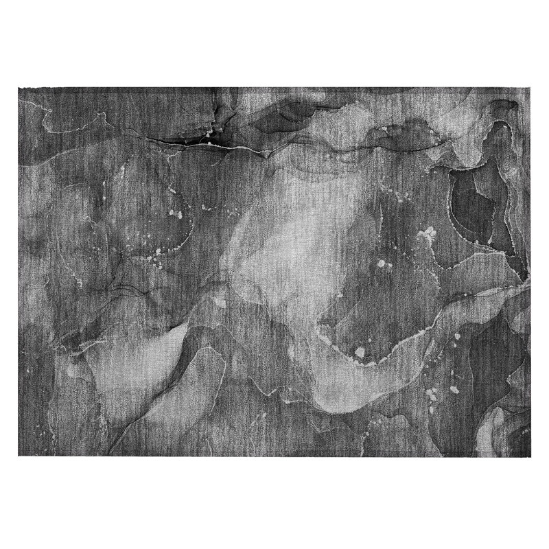 2' X 3' Gray Abstract Washable Non Skid Indoor Outdoor Area Rug
