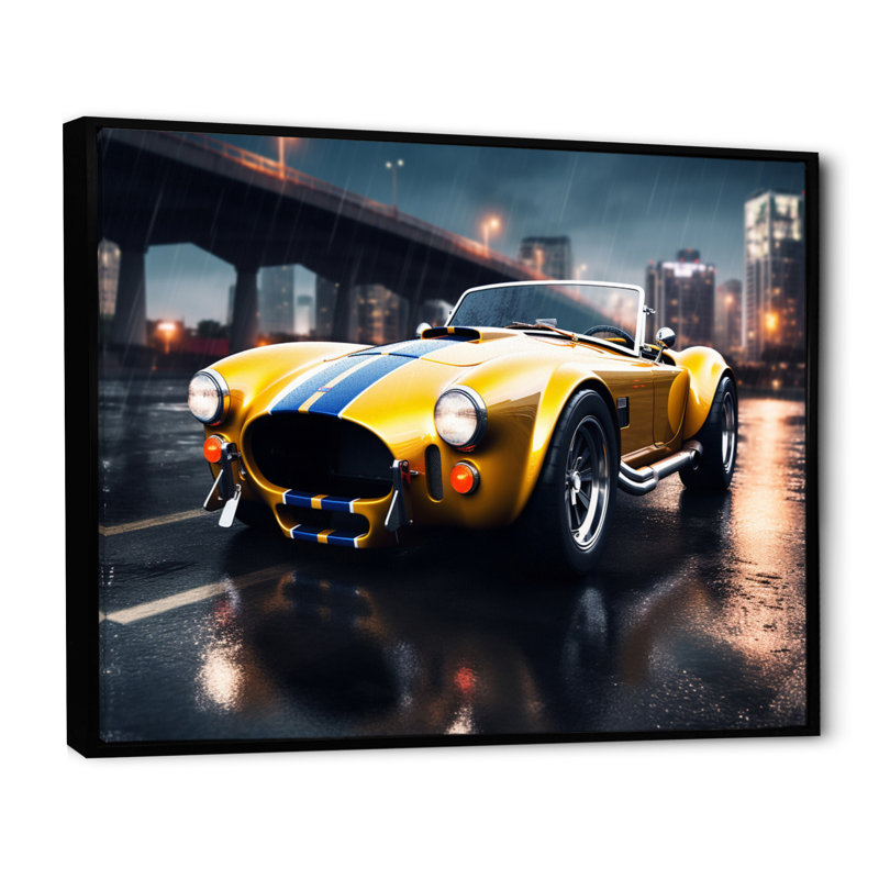 Classics Cobra Car At Night III sur impression sur toile, H 24 po x l 32 po x P 1 po, Cadre flottant noir