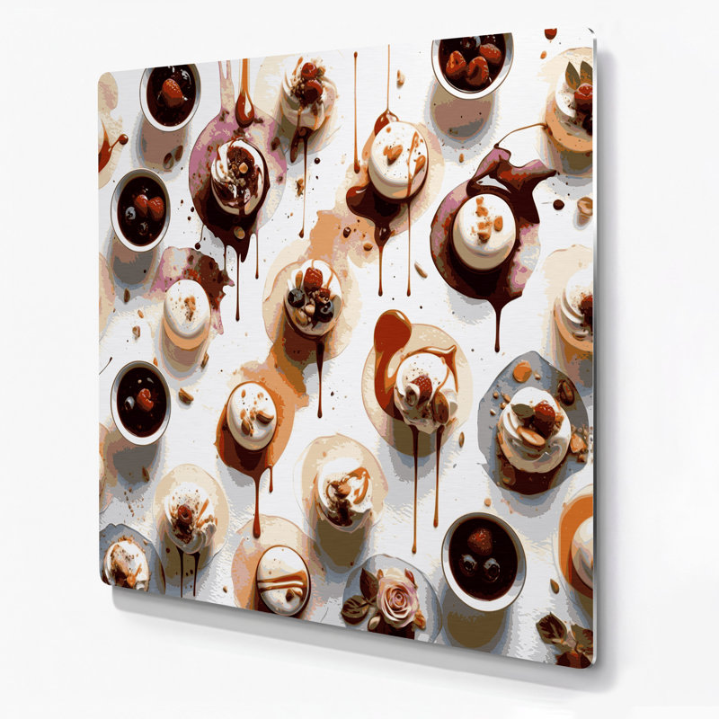 Desserts Panna cotta, art mural en métal beige, H 16 po x l 16 po