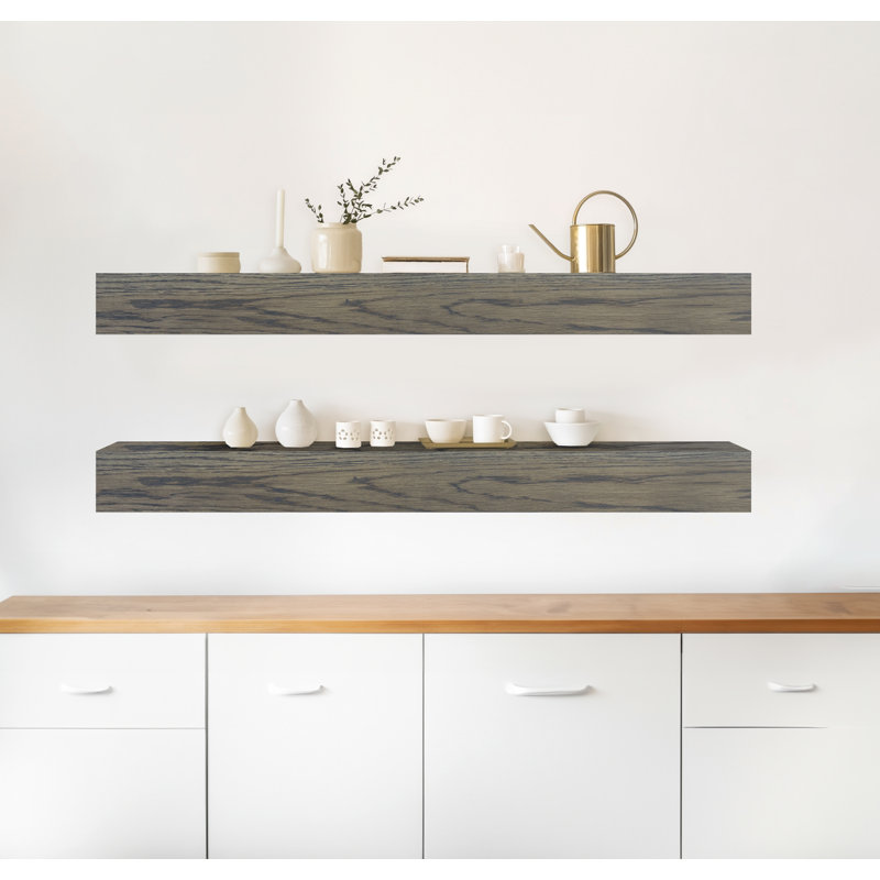 Emerald Lee 2 Piece Oak Floating Shelf, 6" H x 48" W x 7" D