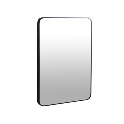 24 x 32 Inch Rectangular Bathroom Mirror with Black Aluminum Alloy Frame