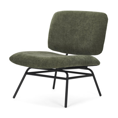 Fauteuil de chambre 30 po en chenille et métal vert et noir