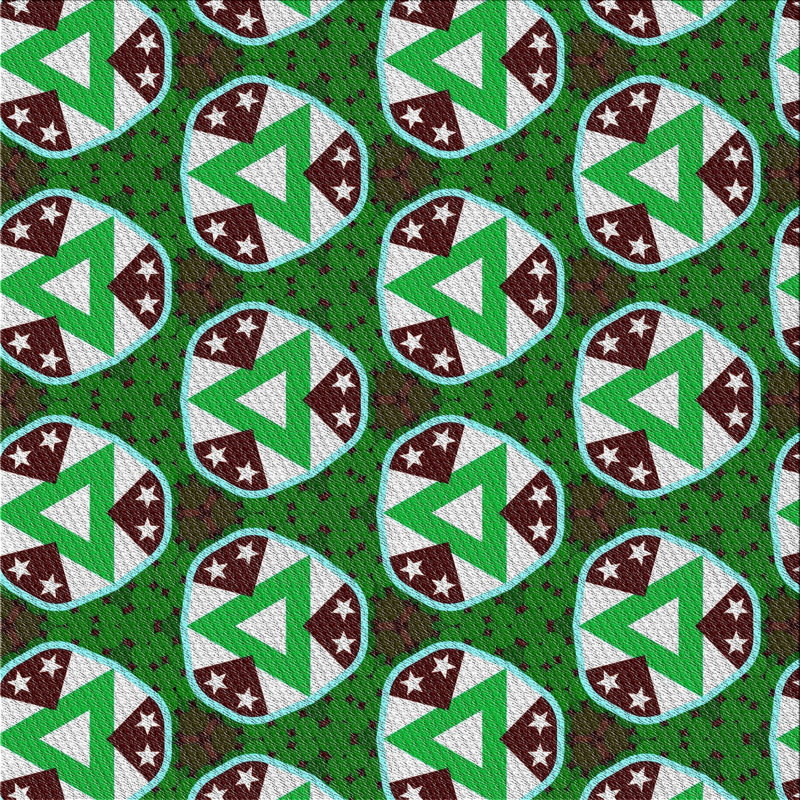 Vert géométrique/Tapis décoratif brun, Carré 5 pi