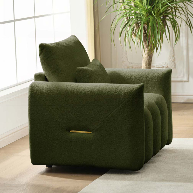 Chaise longue rembourrée Teddy, Vert d’armée