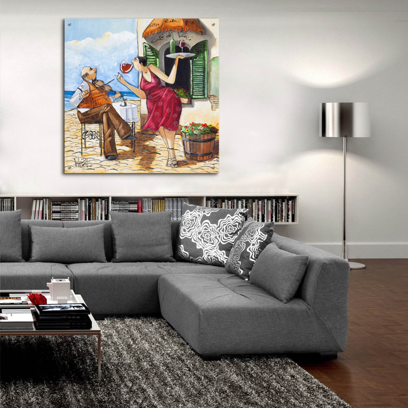 Art mural en verre Winston Porter «Wine & Music» par Ronald West, H 36 po x l 36 po x P 0,2 po