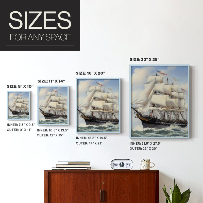 NAUTICAL Series LX - reproduction encadrée de qualité supérieure - prête à être accrochée - aucun clou requis - aucun clou requis