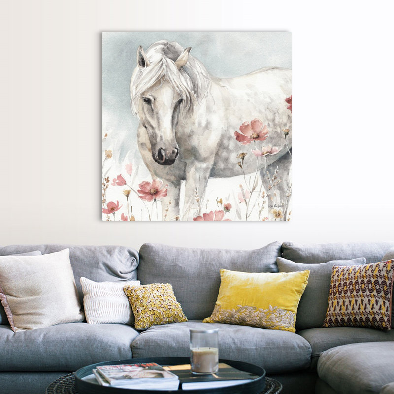 Art sauvage sur toile, "Chevaux sauvages", Toile tendue, H 48 po x l 48 po x P 1 po
