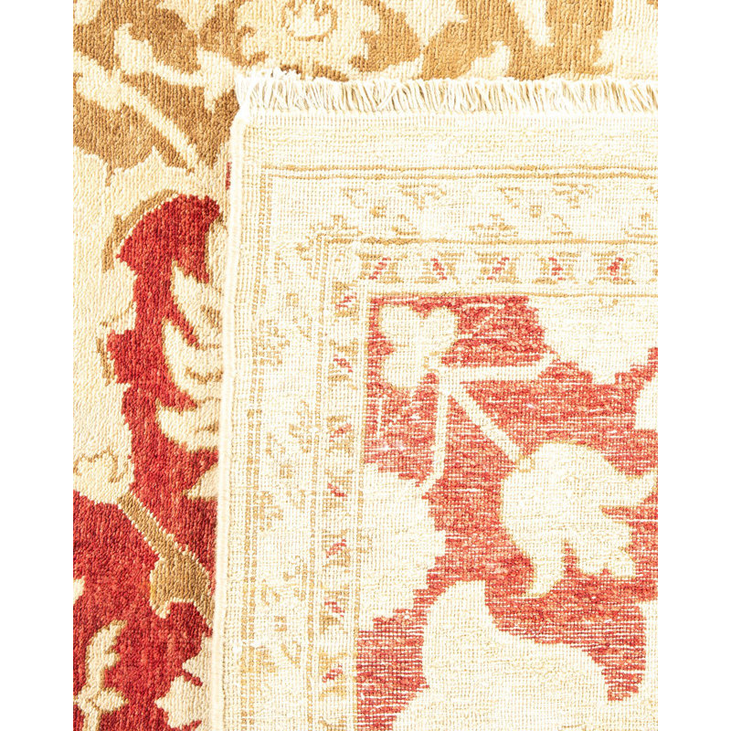 Tapis unique noué à la main éclectique Katalya - doré, 8 pi x 10 pi