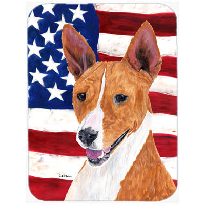 Drapeau américain avec planche à découper en verre Basenji