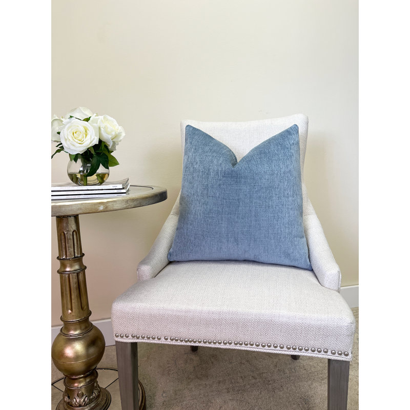 Housse de coussin en velours uni, 22 po x 22 po, Bleu côtier