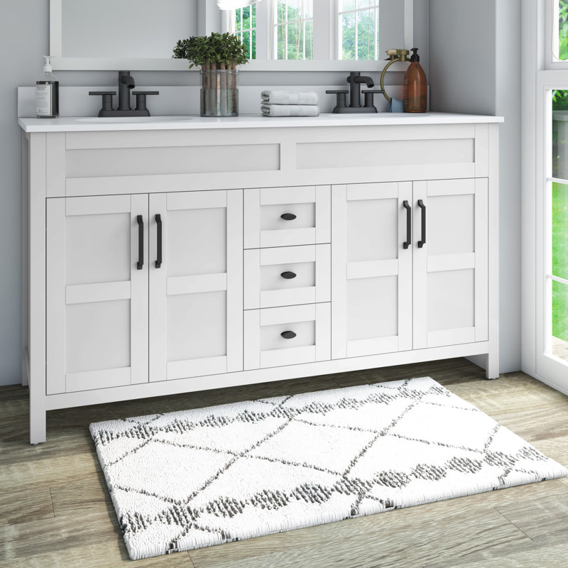 Andjoua 59.5'' Double Bathroom Vanity with Top, White