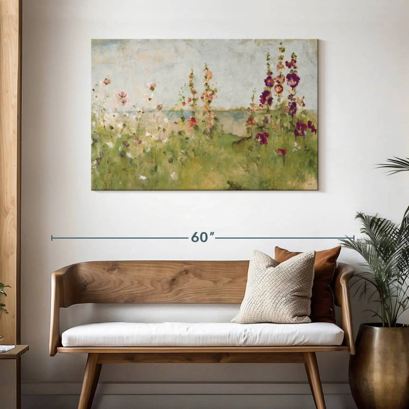 Alvord Hollyhocks By The Sea, 30" H x 45" W