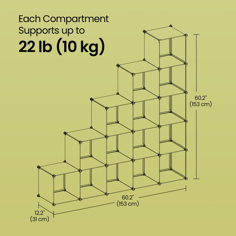 Organisateur de rangement à 16 cubes, tablette de rangement en plastique pour garde-robe, salon de chambre à coucher, Blanc
