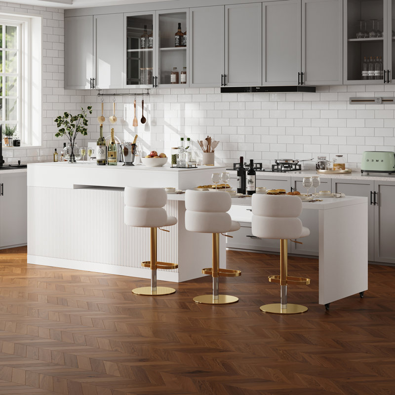 81"-106" Extendable Kitchen Island With Storage Kitchen Cabinet,Sintered Stone Top,Right Facing, Stone