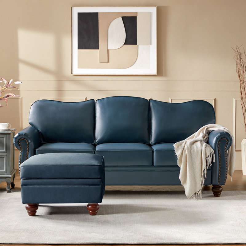 Dielle Transitional 2 Piece Sectional Sofa, Navy