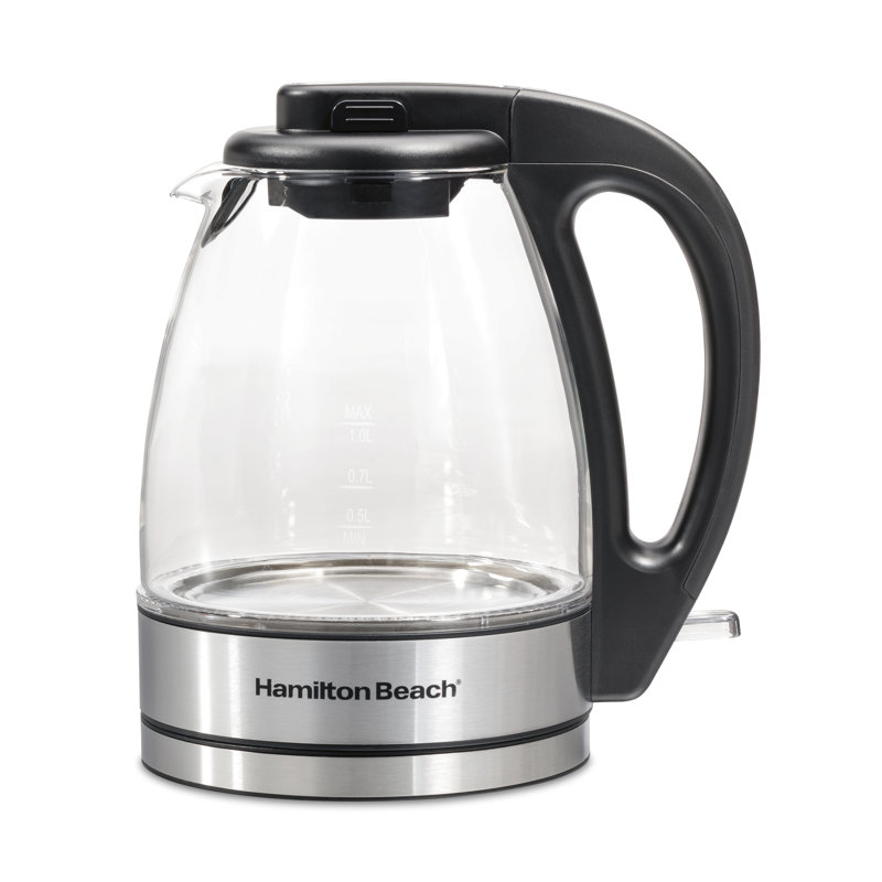 Hamilton Beach 1-Liter Glass Electric Kettle with Stainless Steel Accents