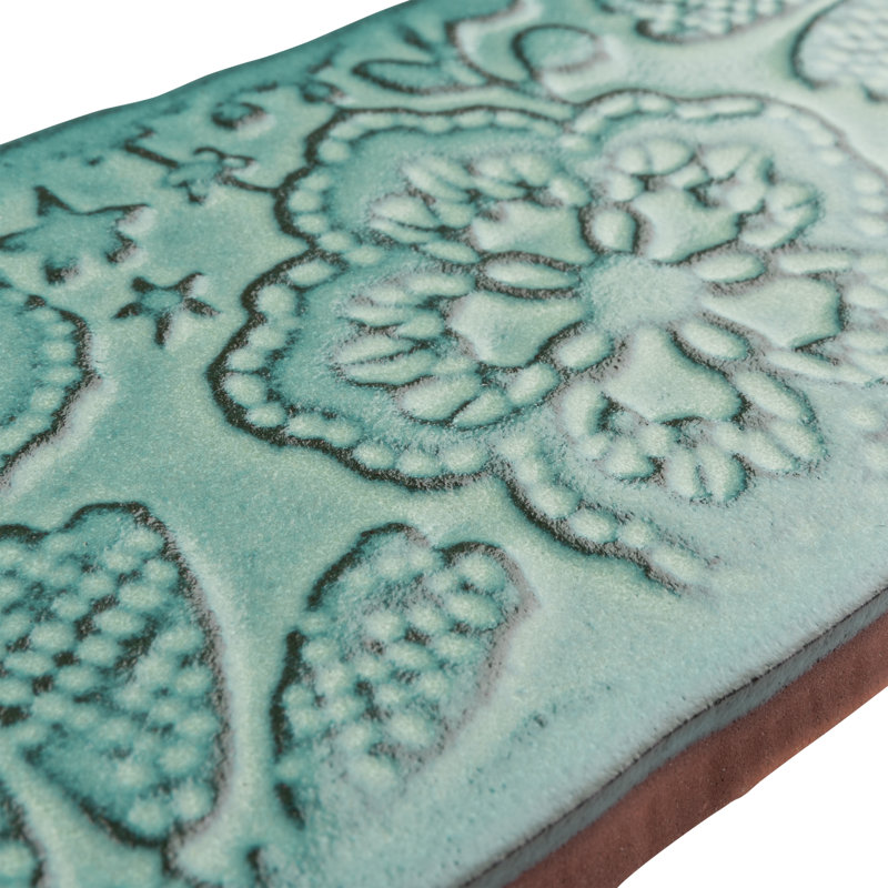 Antic Feelings 3" x 6" Ceramic Patterned Subway Tile, Feelings Lava Verde