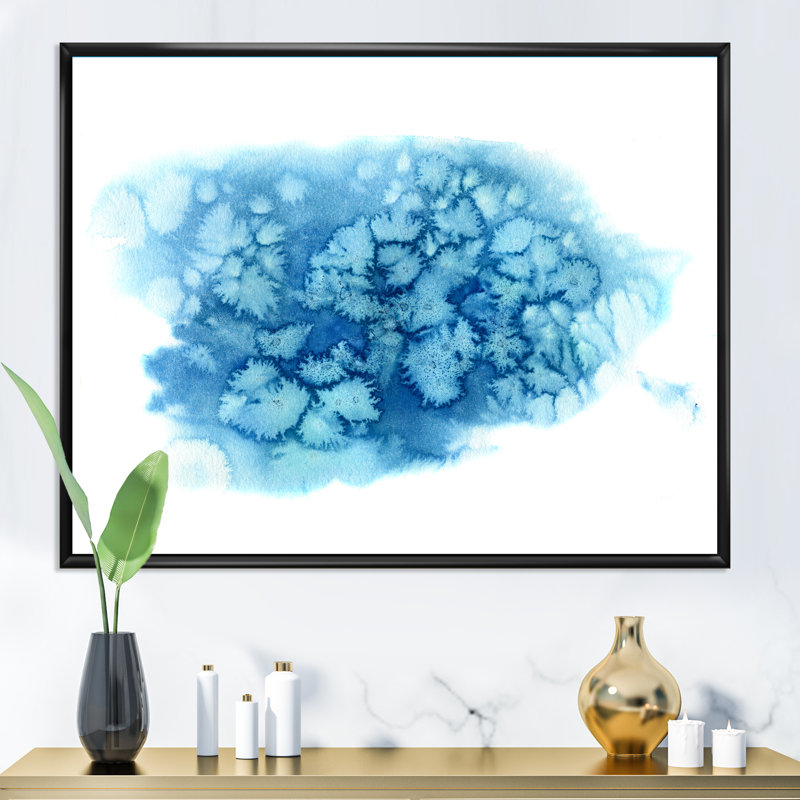 «Blue Turquoise Cloud Abstract», peinture sur toile à cadre flottant, H 30 po x l 40 po x 1,5 po, Cadre noir