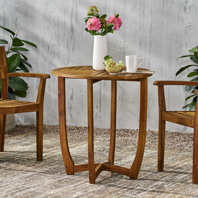 27.5" Outdoor Wood Table - Rustic Design With Slat Construction Bistro Constructed & Panels