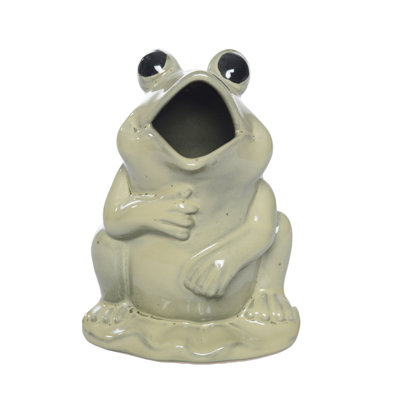 Frog Pitcher Green Ceramic