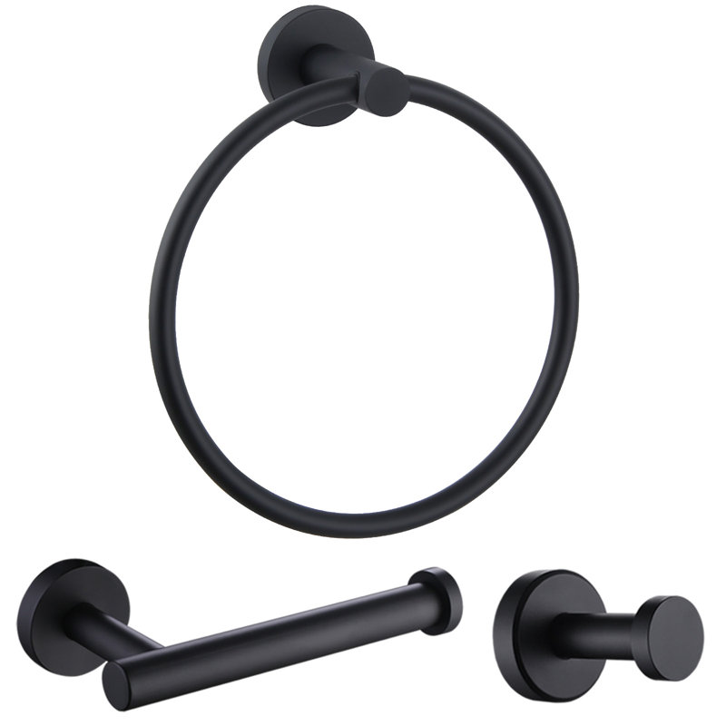 Ensemble de 3 pièces de quincaillerie de salle de bain (ensemble de 3), Noir mat