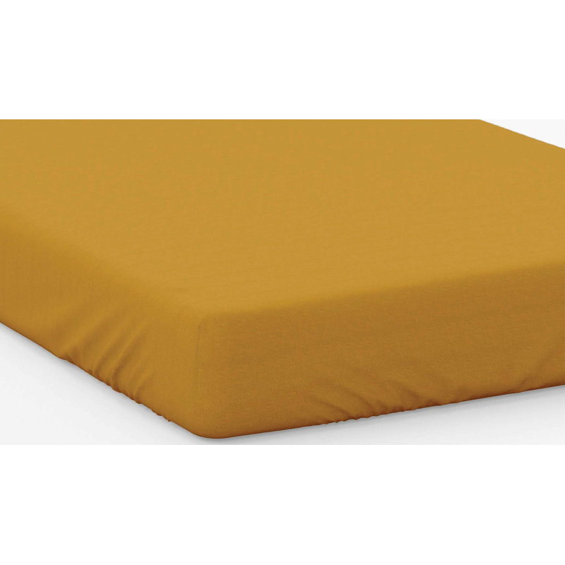 Plain Dye 200 TC Egyptian-Quality Cotton Egyptian Cotton Plain Weave / Muslin Fitted Sheet, Kingsize (5'), Ochre