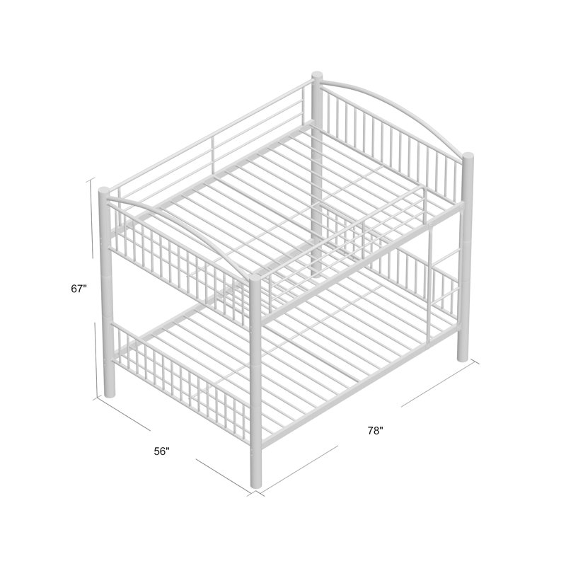 Pharr Bunk Bed with Built-in Front Ladder in Black, Silver, Full Over Full