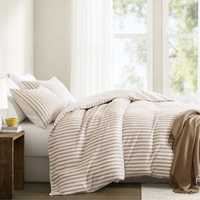 3 Pcs Queen Duvet , Natural Linen And Cotton Fabric, Soft Breathable, Timeless -dyed Stripe, All Cozy Sleep, Pcs, Fabric Blend, Comfortable Skin-, Handfeel, Use