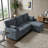  89 " Folding Convertible Sofa Bed,L Shape Sectional Sofa With 2 Cup Holders on Back Cushions & Side USB Port-275139189