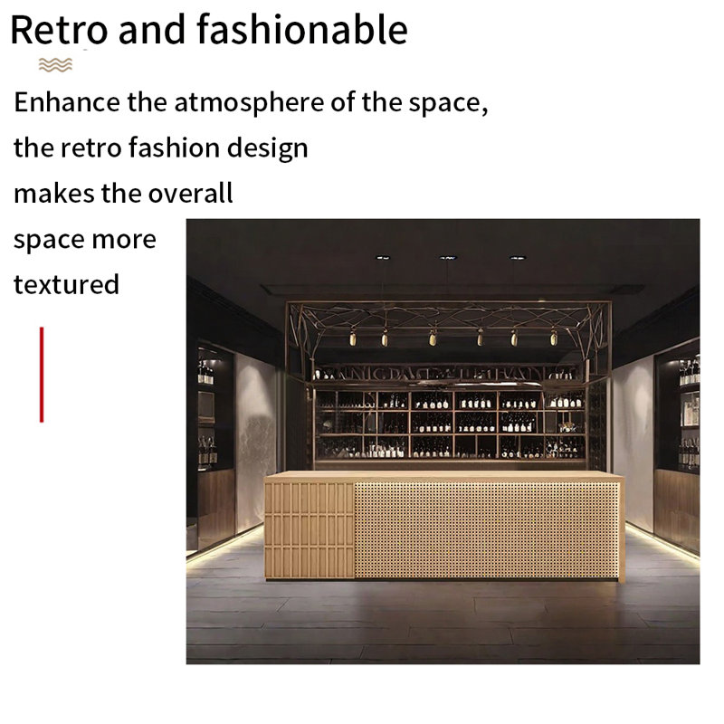 Large Rectangular Bar Counter，Rustic Reception Desk, Burlywood