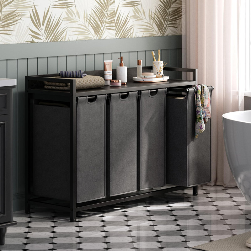 Laundry Basket 4 Section, Black/Gray