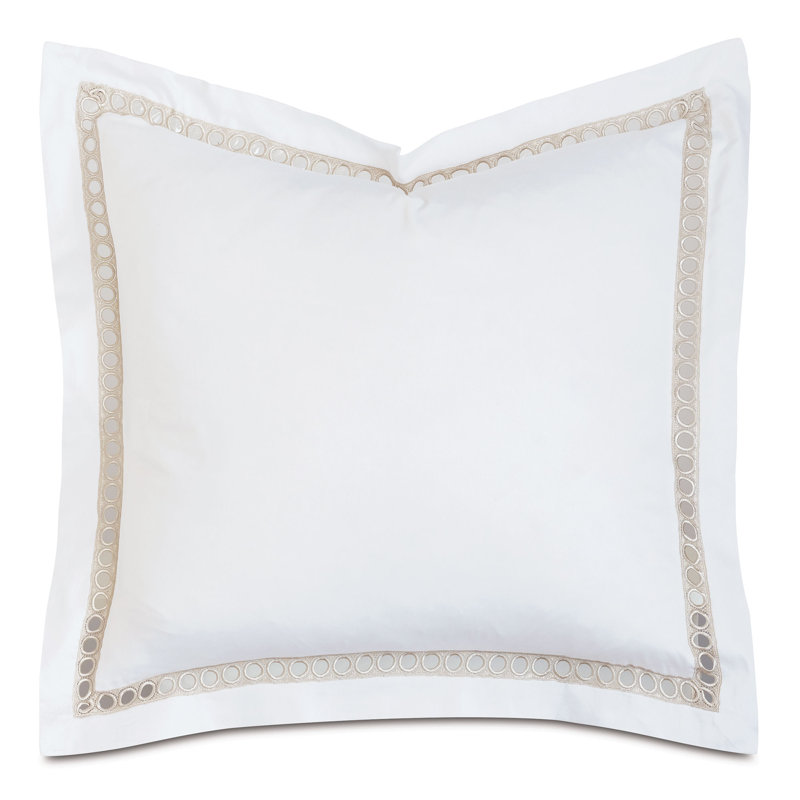 Celine Cotton Pillow Sham, Euro, White/Champagne