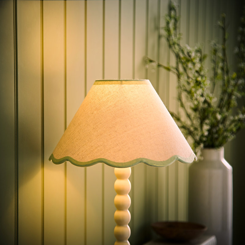 Florie Linen Blend Tapered Pendant Shade ( Clip On ), Cream/Pink, 15cm H x 27.5cm W x 27.5cm D