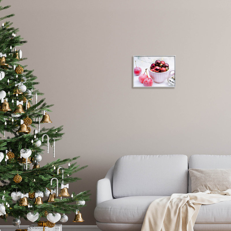 Ornements de Noël rouges scintillants at-258, H 11 po x l 14 po x P 1,5 po, Estampe numérique Farmhouse
