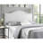 Nailhead Trim Adjustable Upholstered Headboard in Linen Fabric, Metal Legs-517242463-521090838