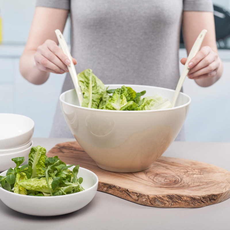 Melamine Salad Bowl and Server Set, Cream
