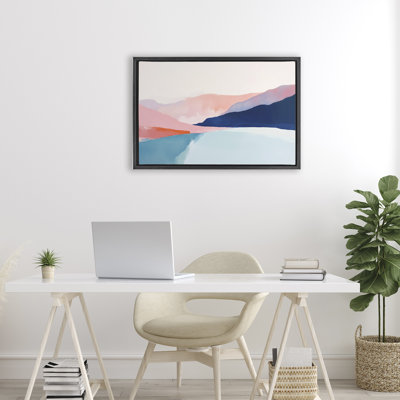 Minimalist Landscape Pink Floating Frame, design by Petal Prints Design