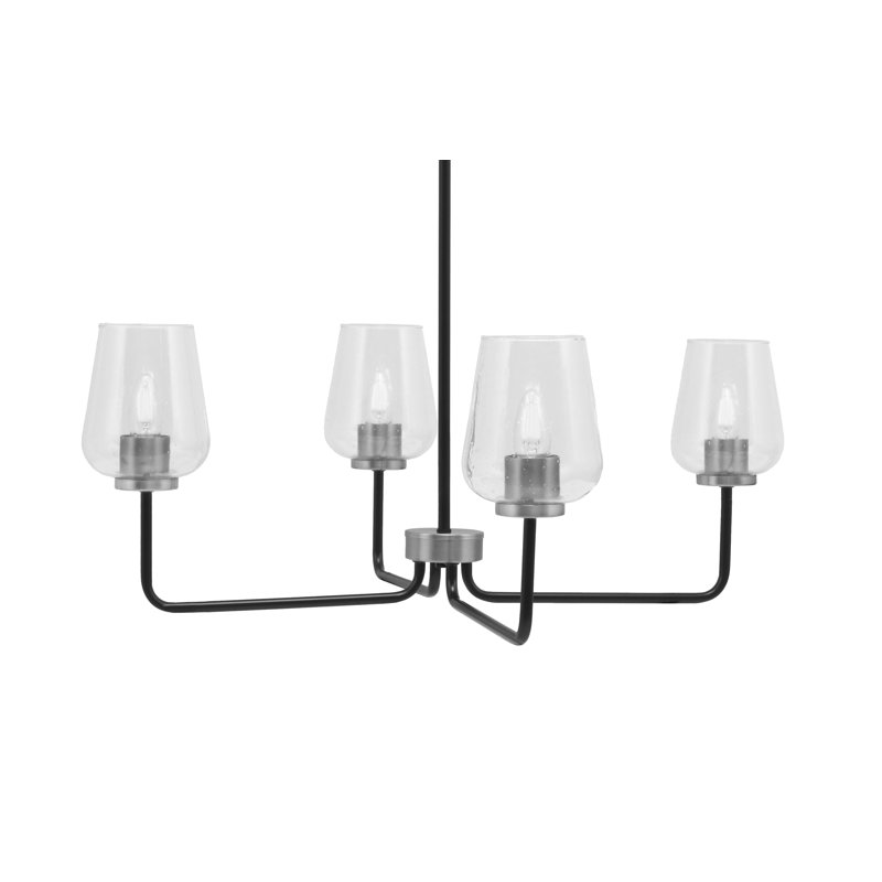 Lustre 4 lumières Amarmula, noir mat et finition graphite, verre transparent de 5 po, Noir / nickel