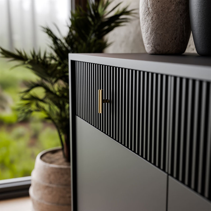 MIDNIGHT 104cm Sideboard, Black/Black Matte