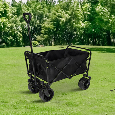 100L Collapsible Folding Beach Wagon Cart With 220Lbs Large Capacity, Wagons Carts Heavy Duty Foldable With Big Wheels For Sand, Garden, Camping -  Go Peak Track, GPTYX07708A