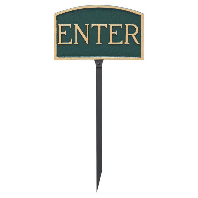 Weather Resistant Metal Garden Sign, Hunter Green/Gold
