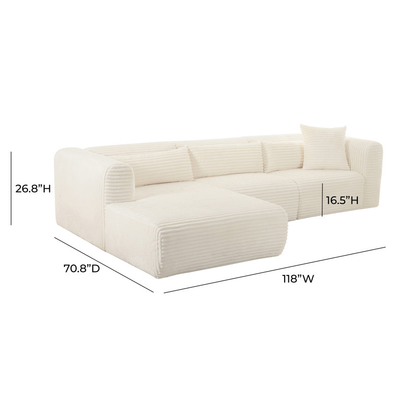 Ensemble modulaire et chaises Chinenye Living, Crème, crème, Orienté à gauche (vu de face)