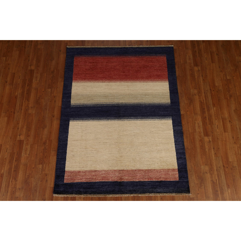 Tapis contemporain contemporain Gabbeh Kashkoli fabriqué à la main 5 x 7