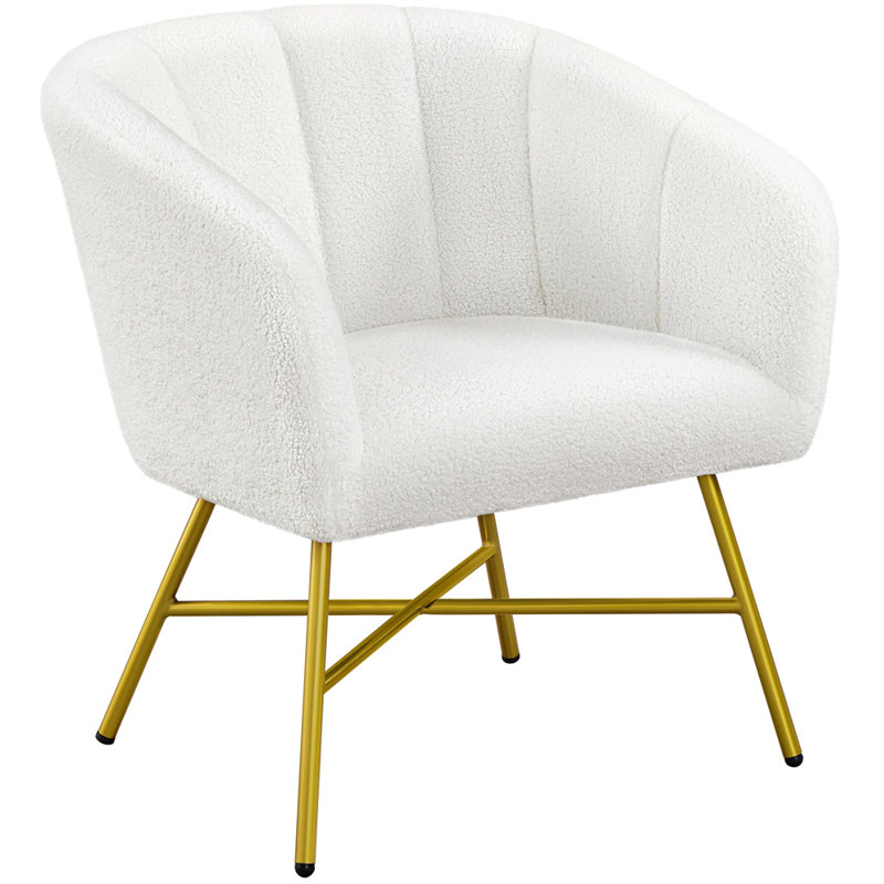 Upholstered Barrel Chair, White