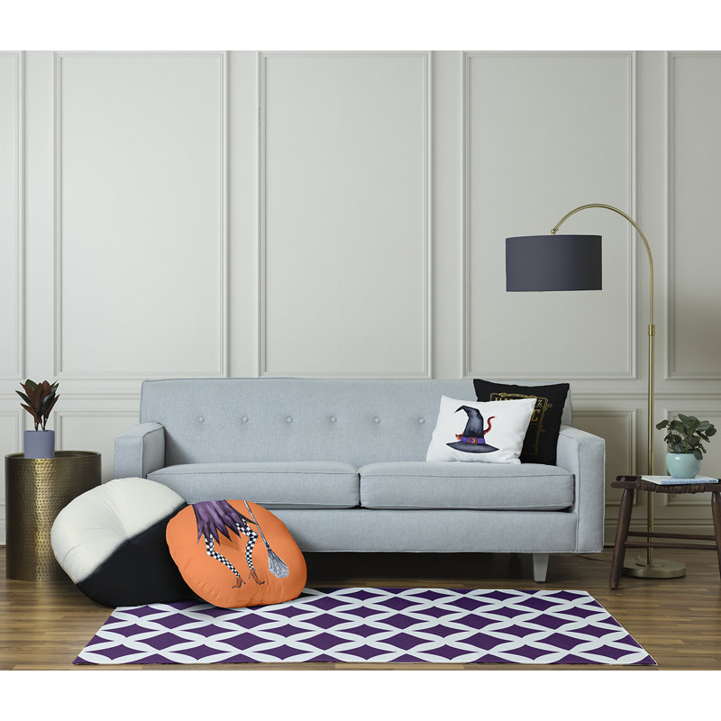 296_Coussin de sol touffeté Halloween Design Esmerelda, 26 po x 26 po, Orange clair