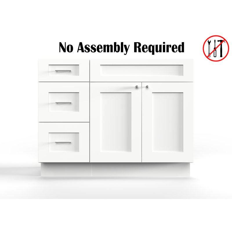 Disar 39'' White Single Bathroom Vanity with Drawer Left