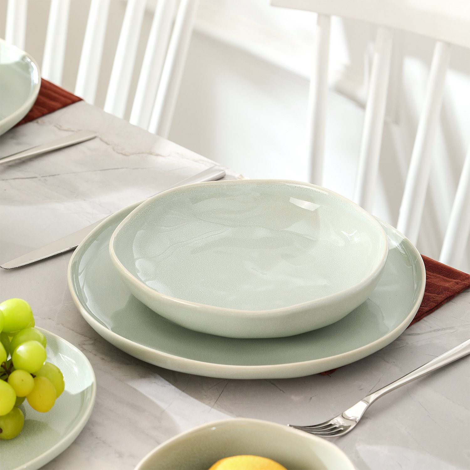 Stone Lain Mirella 4-Piece Pasta Bowl Set Stoneware, Green
