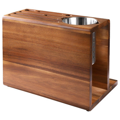 Artisanat unique - Support de rangement multifonctionnel pour couteaux de cuisine en bois d'acacia