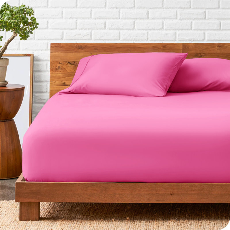 Deep Pocket Microfiber Brushed Fitted Sheet, Double (4'6), Pink