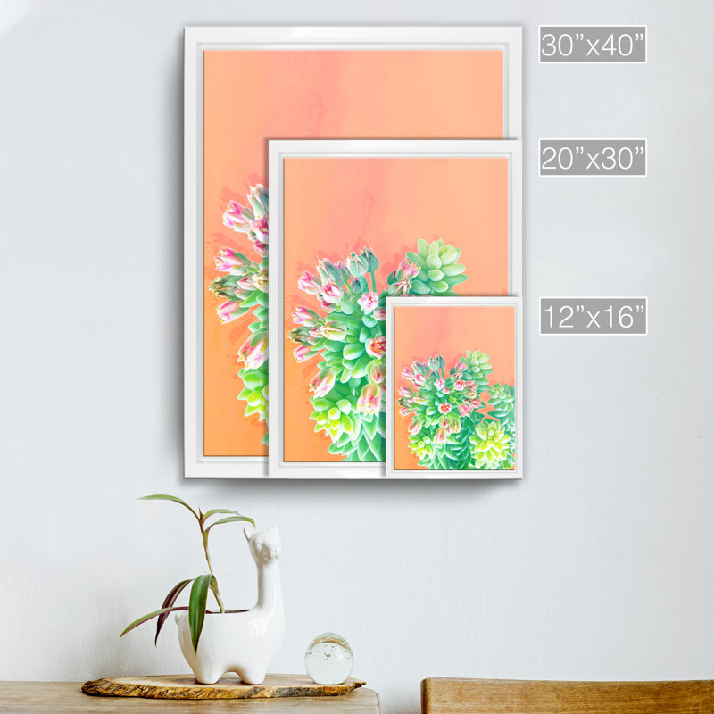 « fraîche growth », impression sur toile succulent, H 40 po x l 30 po x P 1,5 po, Cadre blanc